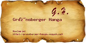 Grünsberger Hanga névjegykártya